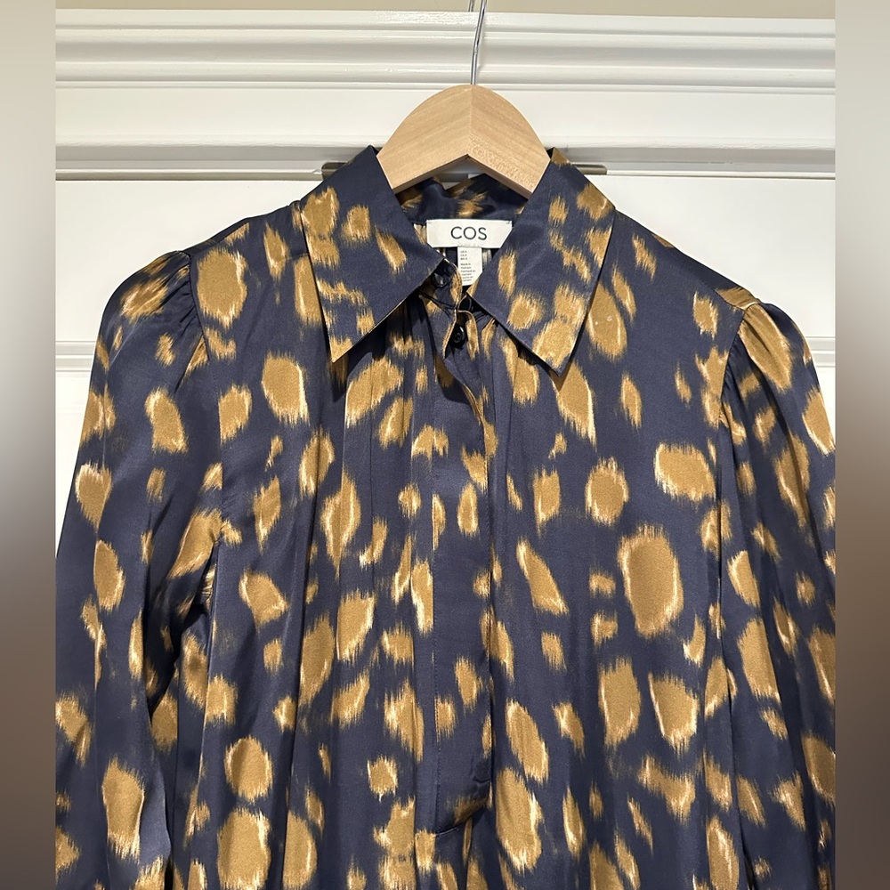 COS printed midi shirt dress with self tie belt, size 4 - Picture 3 of 15